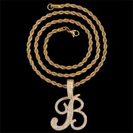 Pendant Necklaces Stainless Steel Rope Chain Cursive Alphabet Necklace for Women Men Custom Diy Initial Letter Hip Hop Jewellery 230613