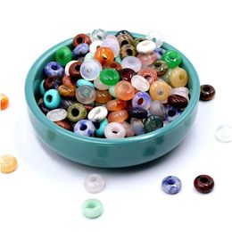 Stone 5X10Mm Natural Crystal Beads Loose Big Hole Charms Pendants Shape For Necklace Jewellery Making Diy Gift Women Drop Delivery Dhwvr