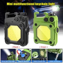 Mini LED Flashlight Keychain Light USB Charging Multifunctional Portable Camping Flashlights Work Lights fishing Lanterna COB