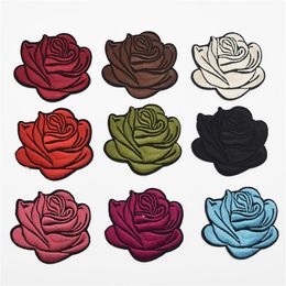 90pcs 9colors Rose Flower Embroidery Fabric Patches Applique Embossed Lace Motif2357