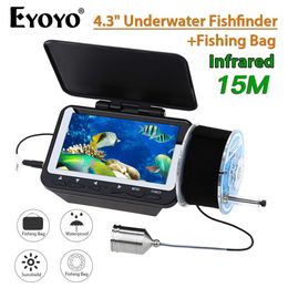 Fish Finder Eyoyo F06 15M 1000TVL Fish Finder Underwater Ice Fishing Camera 4.3" LCD Monitor 8PCS LED Night Vision Camera For Fishing HKD230703