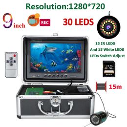 Fish Finder 9"1080P DVR Fish Finder Underwater Fishing Camera HD 1280*720 Screen 15pcs White LEDs+15pcs Infrared Lamp For Winter Ice Fishing HKD230703