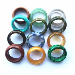 Band Rings Natural Stone Ring Opal Turquoise Black Onyx Tiger Eye Sodalite Malachite Jewellery Gift Finger For Women Men Drop Delivery Dhasi