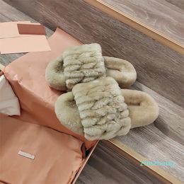 2023-Latest Womens Wool Slippers Luxury Designer Fashion Genuine Leather Flat Bottom Sandals Wear Warm and Comfortable at Home or Out 35-40