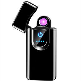 Rotating arc lighte Fingerprint sensing Smart chip Windproof USB charging Portable lighter Gift box K33C