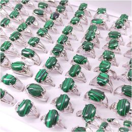 Cluster Rings Mix Styles Oval Malachite Stone Women Green Synthetic Bead Finger Ring Party Wedding Drop Delivery Jewellery Dha8N