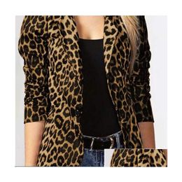 Women'S Suits Blazers Womens Elegant Celmia Women Leopard Print Blazer Autumn Office Ladies Long Sleeve Suit Coat Casual Lapel But Dh1Pc