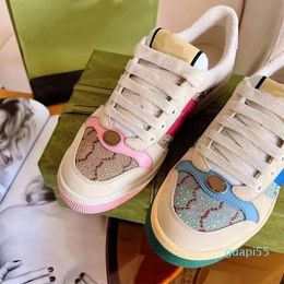 Designer screener sneakers with crystals shoes men women classic trainers beige and ebony canvas Pink and green vintage Web rubber sole shoe