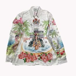Casa Designer Fashion Clothing Shirts Tracksuits High Quality Casablanca Fantasy Island Fairy Tale Dream Print Men's Women's Loose Versatile Silk Long Sleeve Shirt
