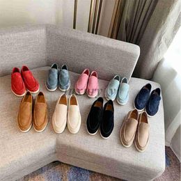 Designer Women Shoes Suede Leathe Loafers LP Flats Summer Lady Charm Mules Embellished Walk Casual Shoes Comfort Trainers with box