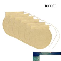 Coffee Philtres 100 Pcs Biodegradable Tea Philtre Bags Disposable Empty Corn Fibre Dstring Seal Drop Delivery Home Garden Kitchen Dini Dhaul