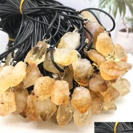 Charms Bk Natural Yellow Crystal Stone Amethyst Irregar Shape Pendants For Necklace Earrings Jewellery Making Drop Delivery Findings C Dhwd3