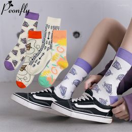 Women Socks PEONFLY Creative Harajuku Funny Novelty Diamond Paper Aircraft Printing Kawaii Warm Meias Femme Sokken