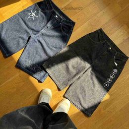 Men's Shorts Men's Shorts Harajuku Punk Rock Gym Shorts Summer Fashion Casual Y2k Hip Hop Denim Shorts Vintage Loose Knee Length Pants Men Clothing 230506 Z230703
