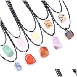 Pendant Necklaces Irregar Natural Stone Necklace Amethyst Lapis Rose Quartz Crystal Healing For Women Men Drop Delivery Jewellery Penda Dhztm