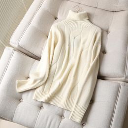 Women's Sweaters C Female Elegant Pullovers Chic Tops High Quality Women Beige Woolen Turtleneck Knitted Sweater Jumper