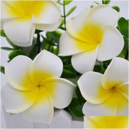 Decorative Flowers Wreaths New 2 5Cm Summer Hawaiian Pe Plumeria Flower Artificial Frangipani Foam For Headwear Home Decoration 10 Dhrvv