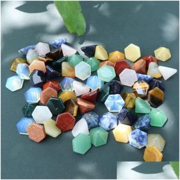Stone Natural Hexagonal Pyramid Cabochon Beads Rose Quartz Stones For Reiki Healing Crystal Ornaments Necklace Ring Earrrings Jewelr Dhkqq
