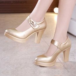 Dress Shoes Dress Shoes Women High Heels Block Heels Gold Silver Wedding Shoes Women Pumps 10cm Party Dress Shoe Plus Size 44 Z230703