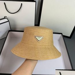 Wide Brim Hats St Hat Designer Triangle Letter Summer Beach Vacation Fashion Casual Sun Caps Drop Delivery Accessories Scarves Gloves Dhuwm