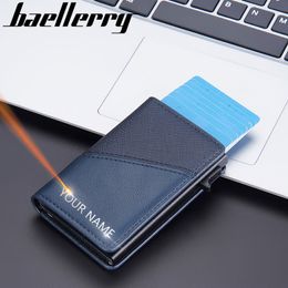 2023 New Baellerry RFID Men Card Wallets Name Engraved Slim Mini Card Holder Brand Male Wallet High Quality Small Men's Purse