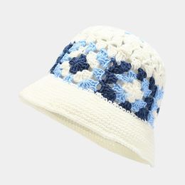 Acrylic Patchwork Flower Bucket Hat Fashion Joker Outdoor Travel Sun Cap For Women 128