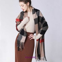 Bur home Boutique plush scarf on sale 2023 Winter New Plaid Scarf Imitation Cashmere Fashion Warm Student Neck Fringe for Men and Women