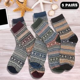 Women Socks 5Pairs Mens Winter Warm Soft Wool Thick Nordic Adult Sock Sleeping One Size 5 Colours