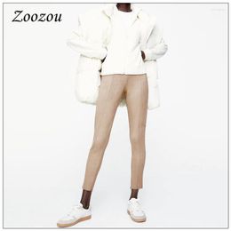 Women's Pants Women Zipper Ankle Length Suede Leather Skinny Slim Seamless Pencil Trousers Winter Split Plus Size Custom