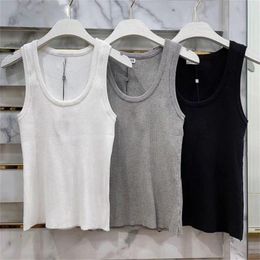 Designer Women Top Tanks Embroidery Logo Anagram Tank Top Summer Short Slim Navel exposed outfit Elastic Sports Knitted Tanks White