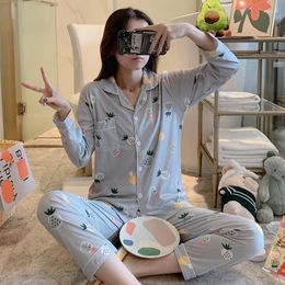 Women's Sleepwear Milk Silk Cardigan Pajamas Long-sleeved Spring And Autumn Female Cute Suit Thin Summer Plus Size Home Service