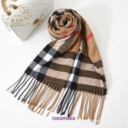 Bur home Boutique plush scarf on sale 2023 Autumn and Winter New Men's Scarf Warm Imitation Cashmere Plaid Neck British Color Matching