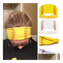 Hair Accessories Fashion Softball Sports Sweat Ball Headbands Girls Yoga Fitness Women Prints Bandannas Wide Running Baseball Hairba Dhtar