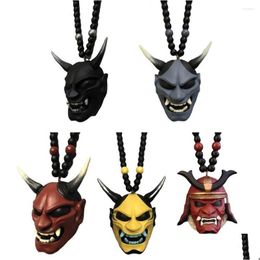 Interior Decorations Car Rearview Mirror Charm Samurai Kabuto Helmet Ghost Mask Japanese Style Pendant Cool Cars Styling Drop Delive Dhelp