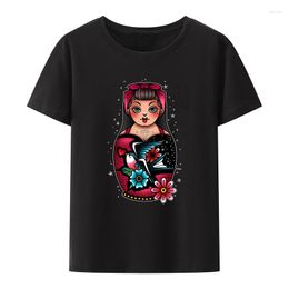 Women's T Shirts Women Matryoshka Doll Print Shirt Unique Russian Culture Modal Tees Creative Summer Short Sleev Street Fashion Hipster Tops