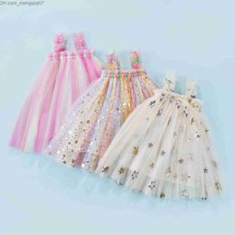 Girl's Dresses Girl's Dresses 0-5Y Baby Girls Summer Dress Kids Sleeveless Sequin Star Tulle Tutu Dress Party Princess Girls Clothes Z230704