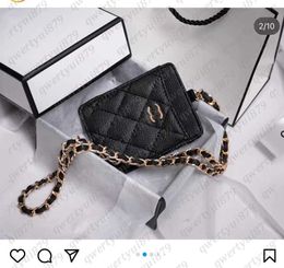 Designer card holder Small fragrant wind chain card bag Light luxury card holder anti-magnetic work card collar access control simple retro card holder qwertyui879