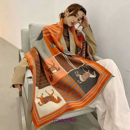 H home Boutique plush scarf on sale Wrapped over the shawl Korean version is versatile thickened and warm Office air conditioning cloak with double sided imitat