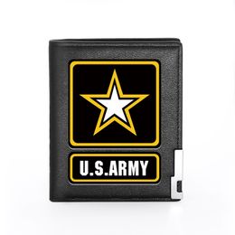 Classic U.S. Army Badge Cover Men Women Leather Wallet Billfold Slim Credit Card/ID Holders Inserts Short Purses