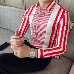 Men's Casual Shirts Men's Casual Shirts British Style Striped Mens Long Sleeve Business Formal Dress Shirt Slim Fit Streetwear Social Party Clothing 221117 230706