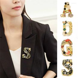 Brooches Gift Bride Brooch Luxury Letter Women Crystal Pearl Colourful Wedding Pin Jewellery