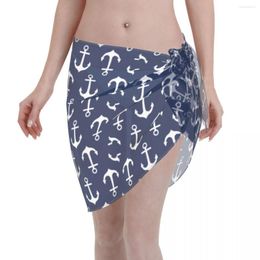 Women's Swimwear Sexy Women Anchors Aweigh Nautical Sheer Kaftan Sarong Beach Wear Bikinis Cover-Ups Skirts Ladies Skirt