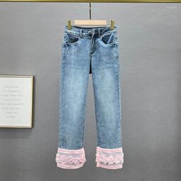 Women's Jeans Straight 2023 Spring And Summer Stretch Denim Pants High Waist Slim Fit All-Match Cropped Woman Jean