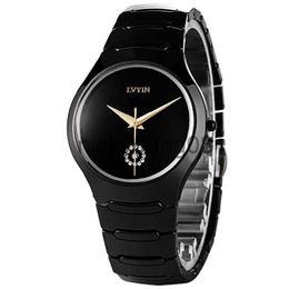 Wristwatches LVYIN Ceramic Couple es Brand Luxury Black Lover Women Men Relojes Hombre With Box Quartz Calendar Dress es 0703