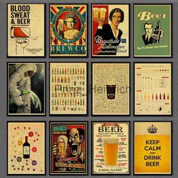 Wallpapers Funny Assortment of Beer Wine Collection Poster retro poster sticker kraft paper home decor bar wall decoration J230704