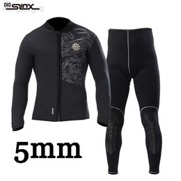 Wetsuits Drysuits Slinx 5mm Diving Wetsuit And Pants Men Neoprene Diving Kite Surfing Underwater Clothes Suit Front Zip HKD230704