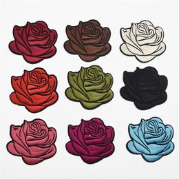 90pcs 9colors Rose Flower Embroidery Fabric Patches Applique Embossed Lace Motif264G