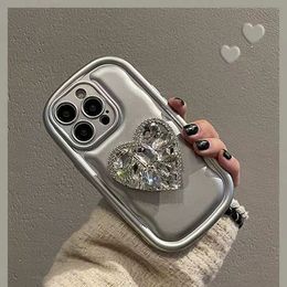 Designer silicone phone case Rhinestone Love Stand iPhone 14 13 12 Pro 11 14 Soft case Fall protection phone case