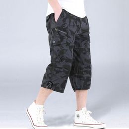 Men's Shorts Men Summer Casual Elastic Multi Pocket Beach Sport Camouflage Military Cargo Army Work Cropped Trousers 230703