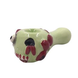 Green grimace ceramic smoking hand pipes for dry herbs